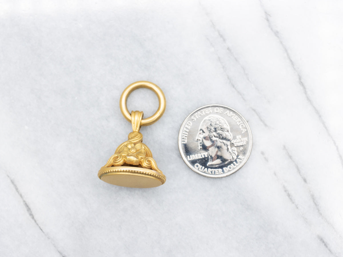 Antique Victorian Bloomed Gold Floral Fob Pendant
