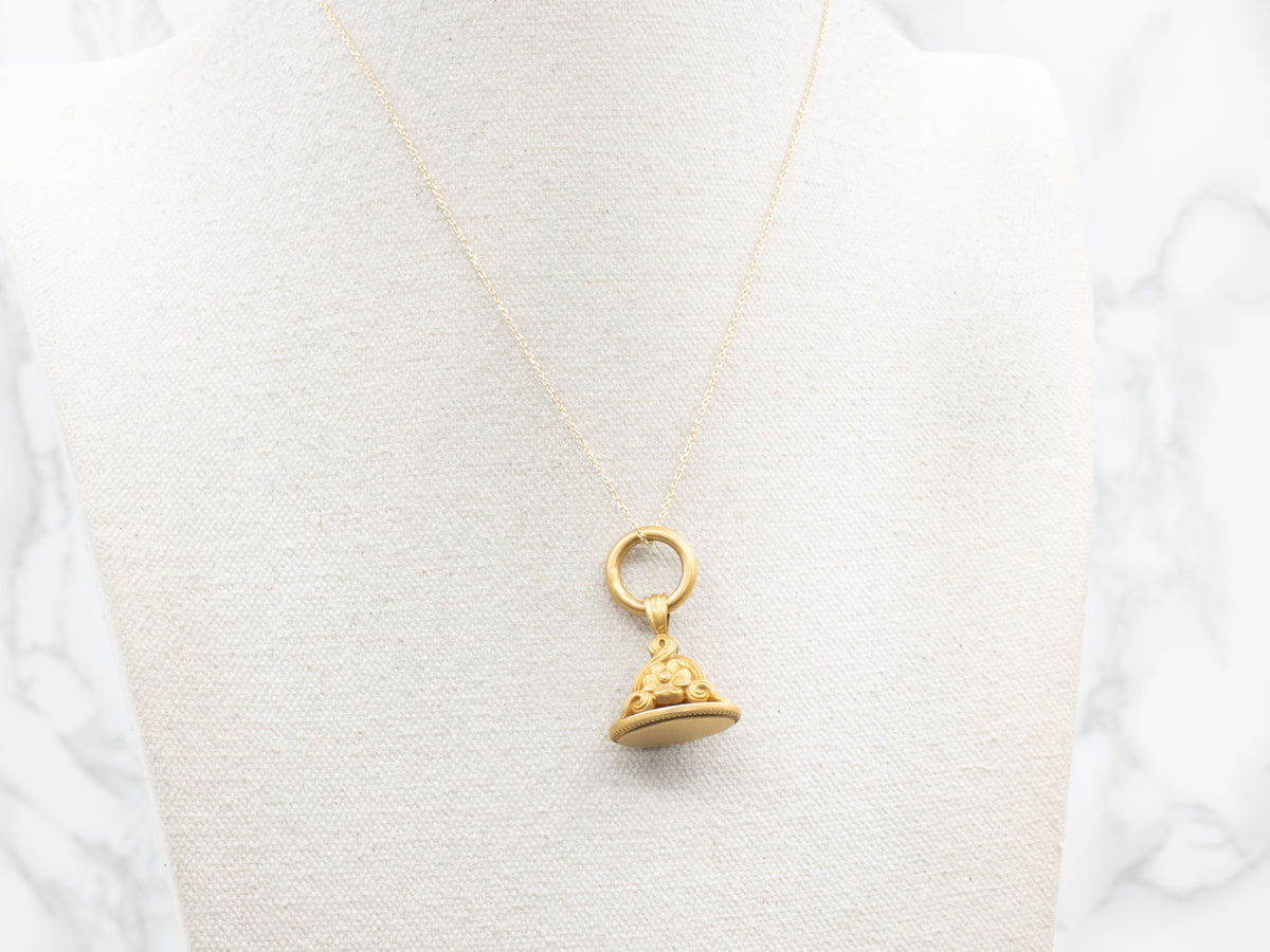 Antique Victorian Bloomed Gold Floral Fob Pendant