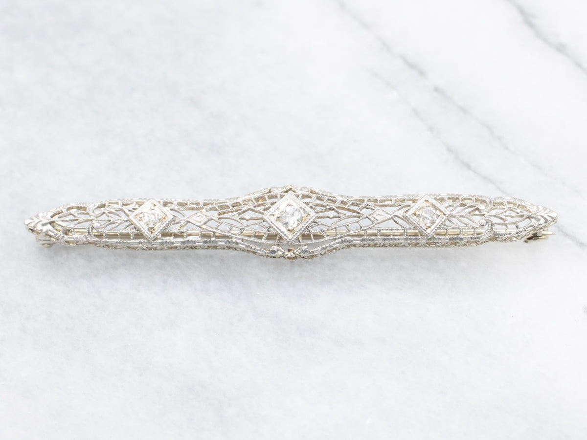 Art Deco Diamond Bar Pin