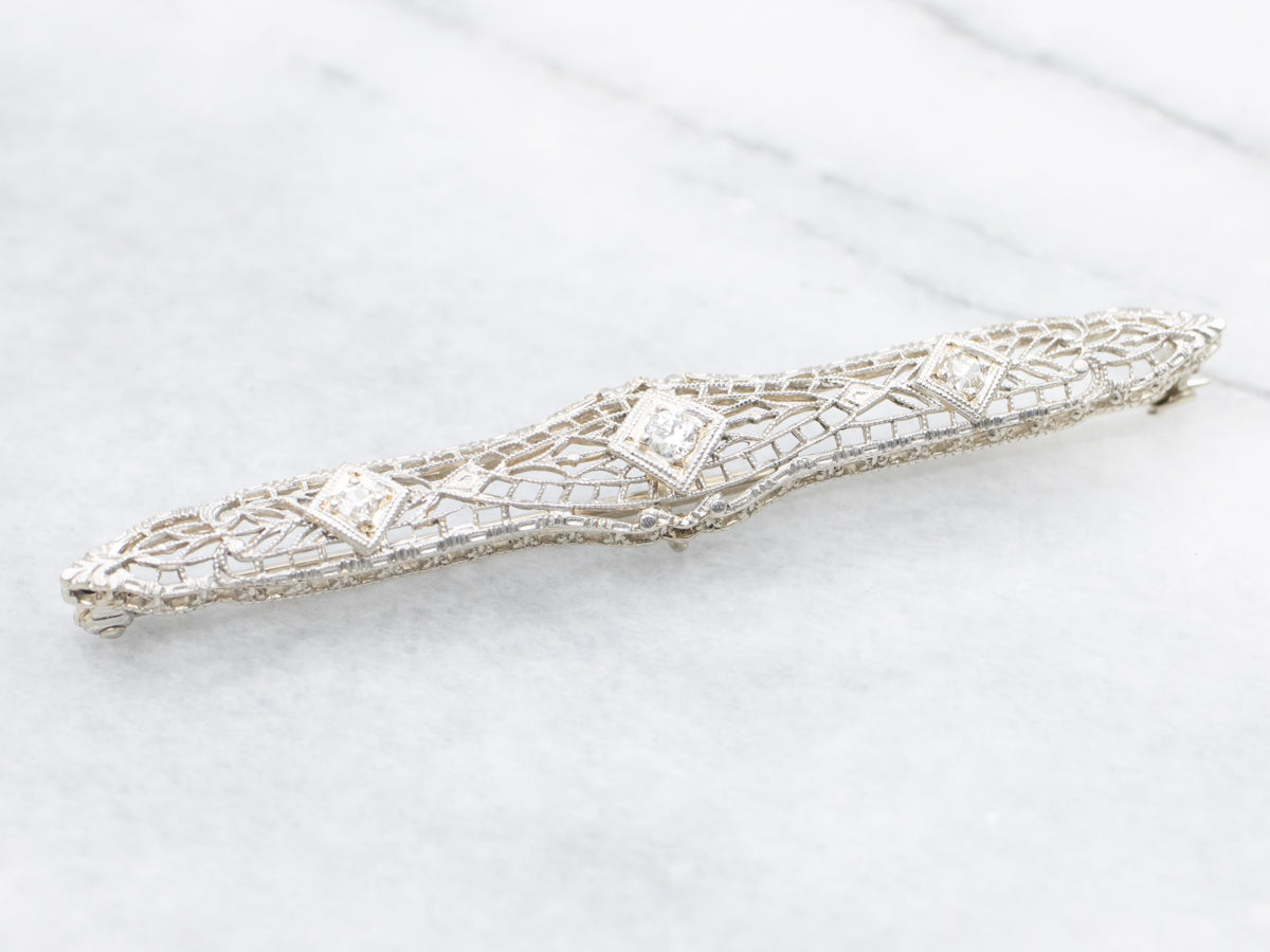 Art Deco Diamond Bar Pin