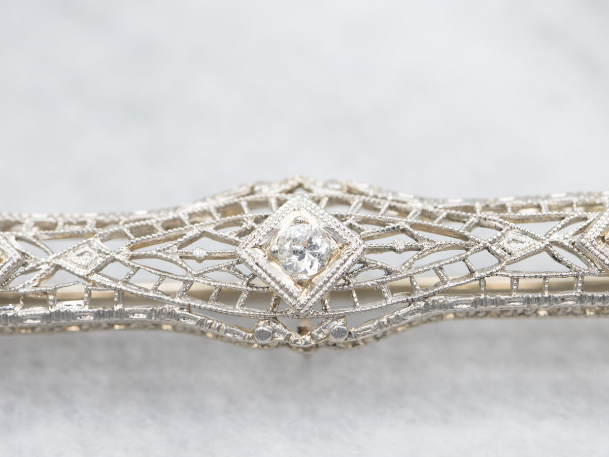 Art Deco Diamond Bar Pin