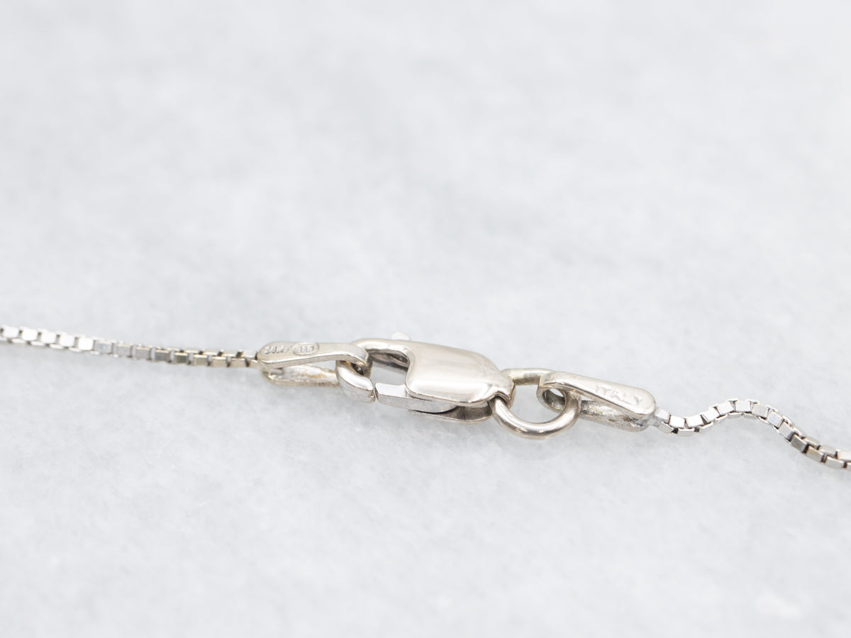 Diamond Necklace on Box Chain with Diamond Dangle