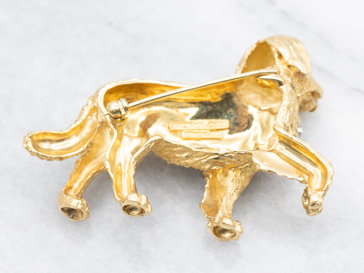 Tiffany & Co Golden Retriever Brooch with Sapphire and Diamond Accents