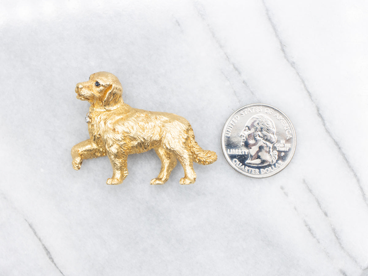 Tiffany & Co Golden Retriever Brooch with Sapphire and Diamond Accents