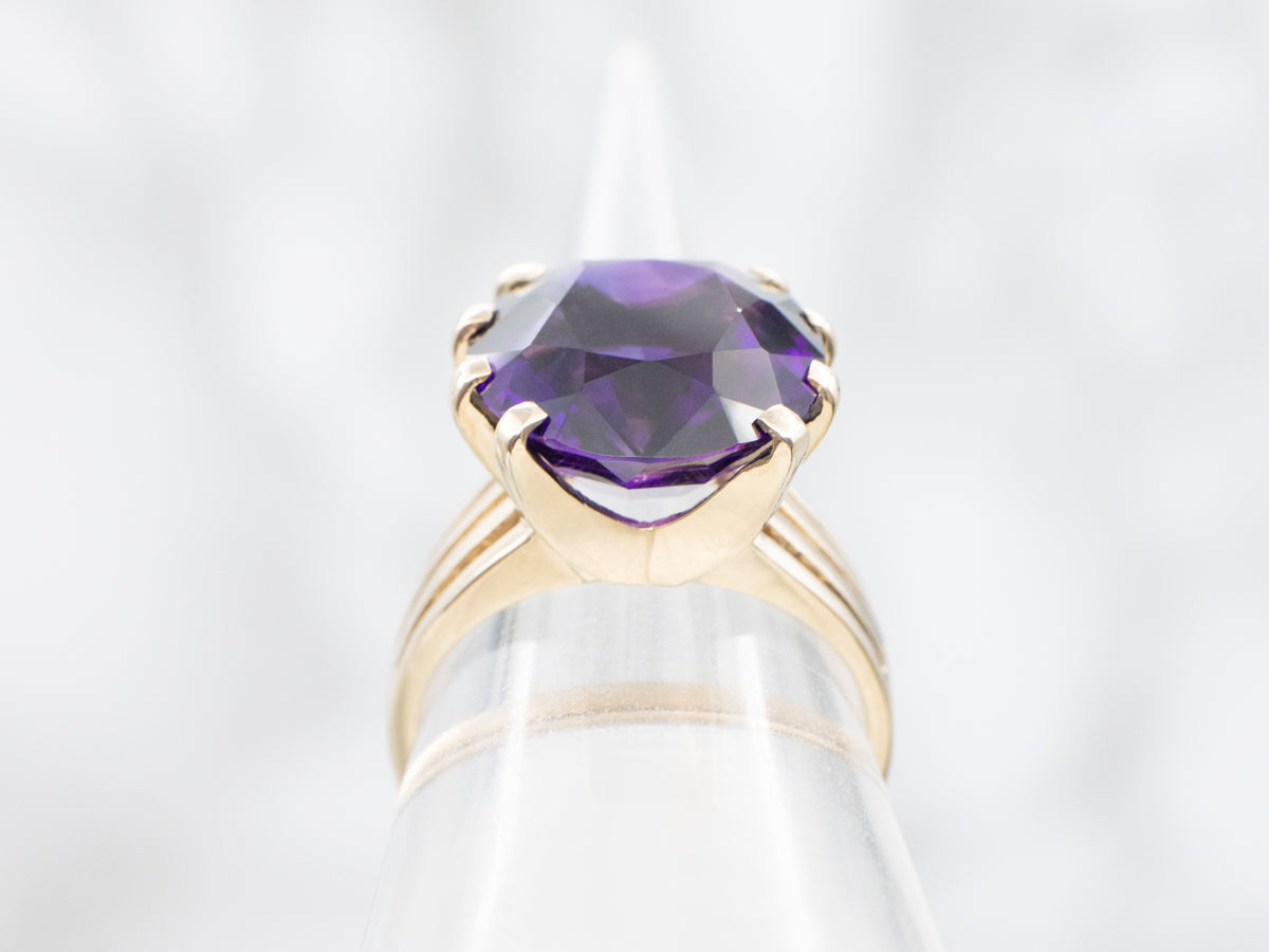 Amethyst Solitaire in Vintage Gold Setting