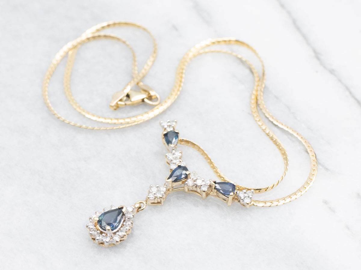 Teardrop Sapphire and Diamond Necklace