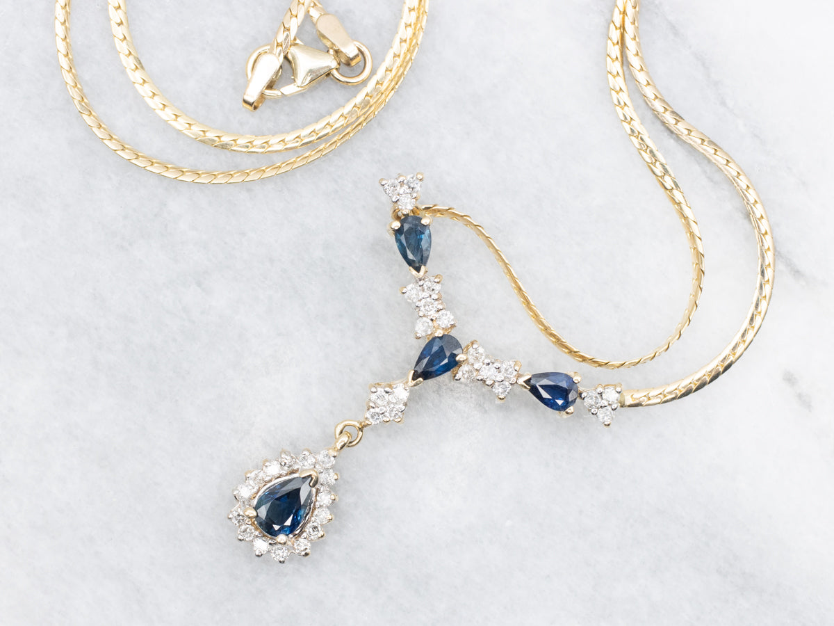 Teardrop Sapphire and Diamond Necklace