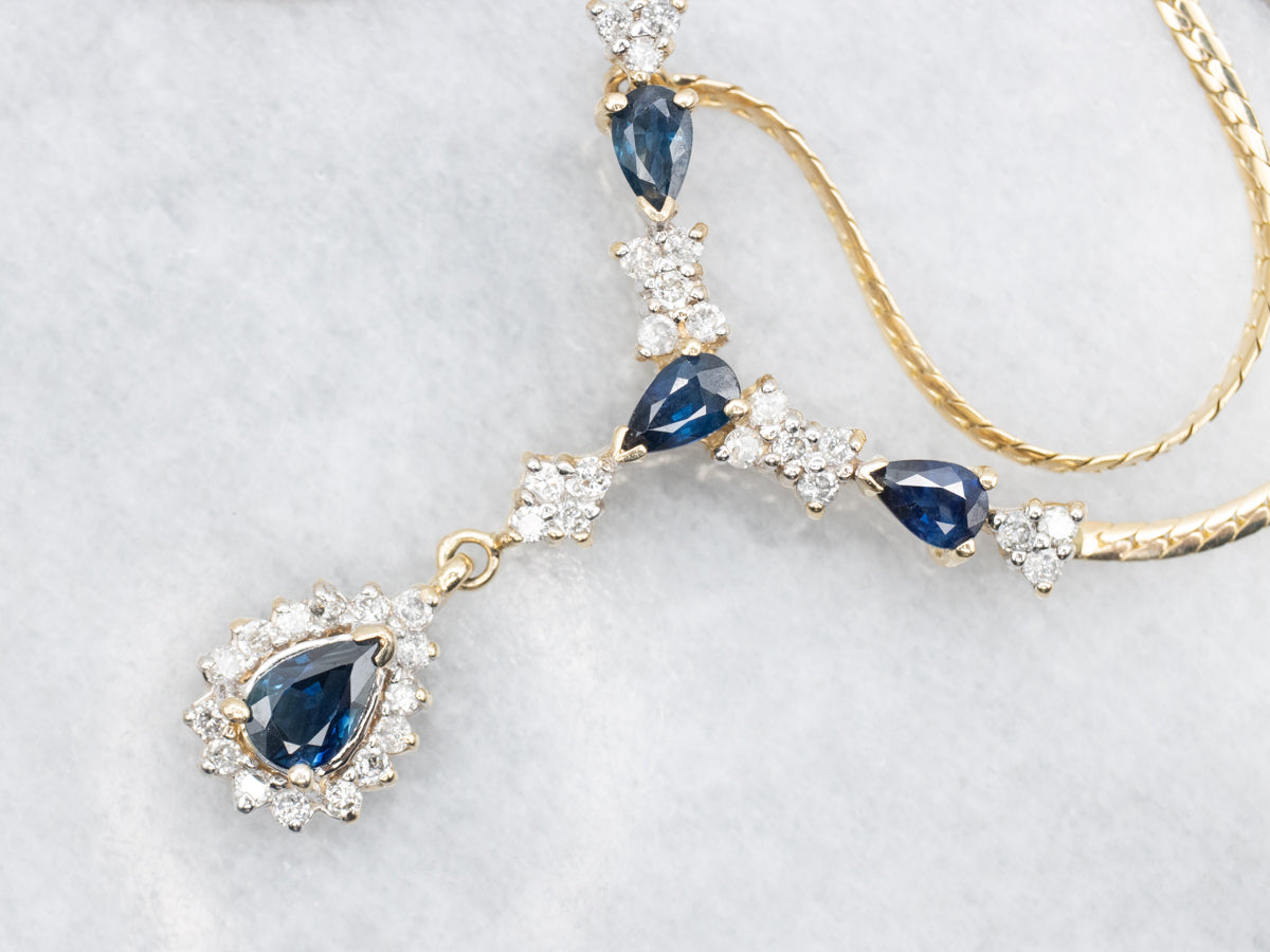Teardrop Sapphire and Diamond Necklace