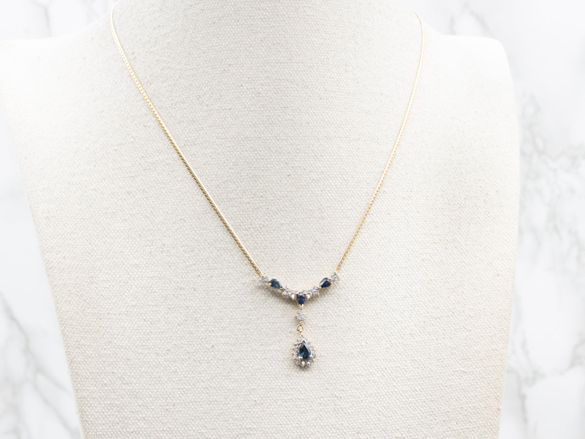 Teardrop Sapphire and Diamond Necklace