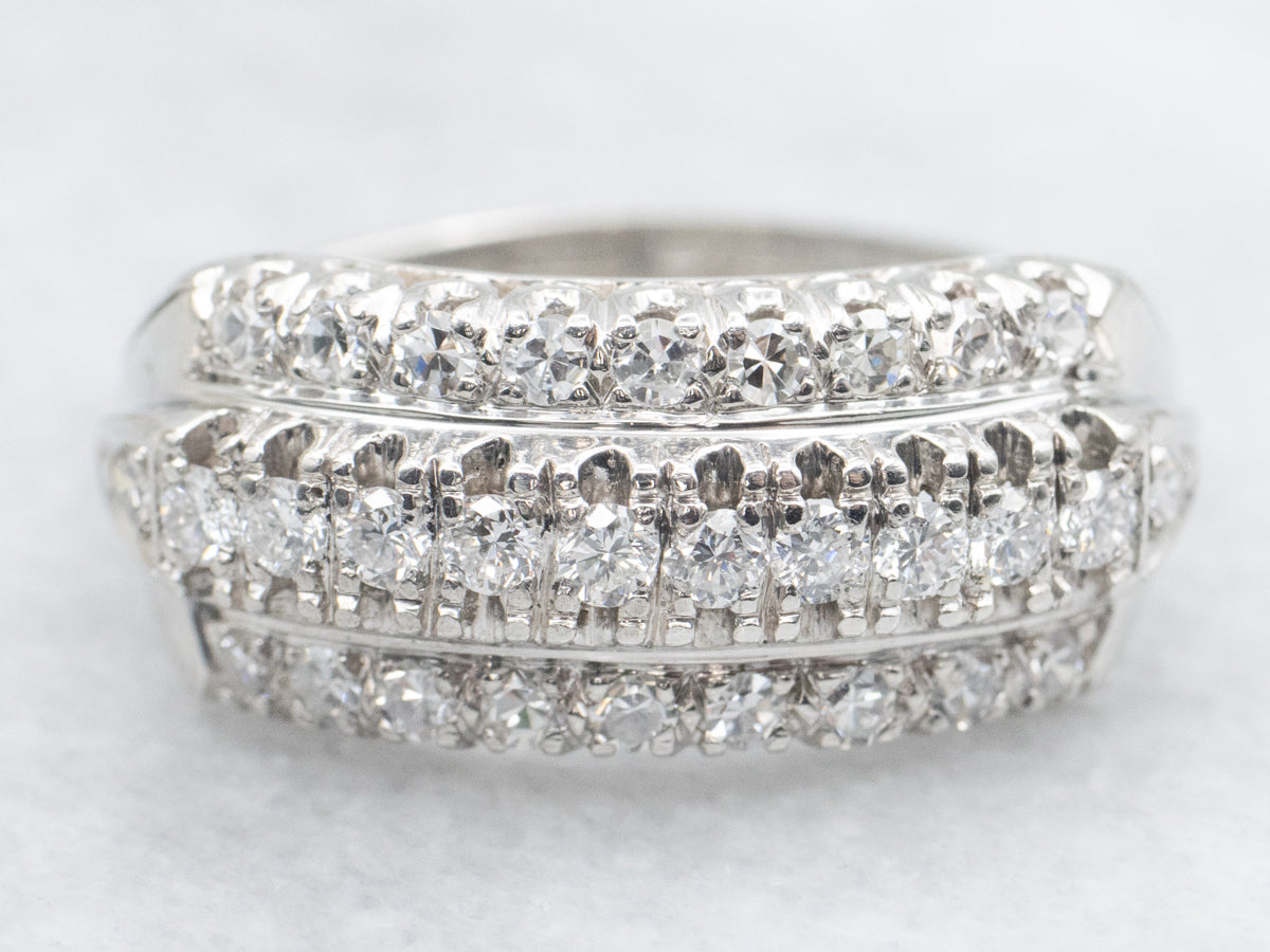 Platinum Triple Row Diamond Band