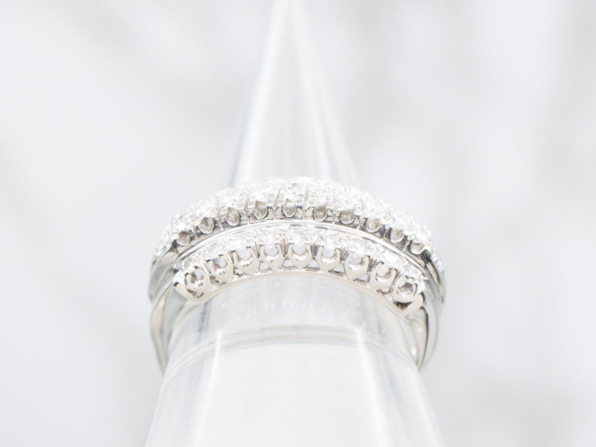 Platinum Triple Row Diamond Band