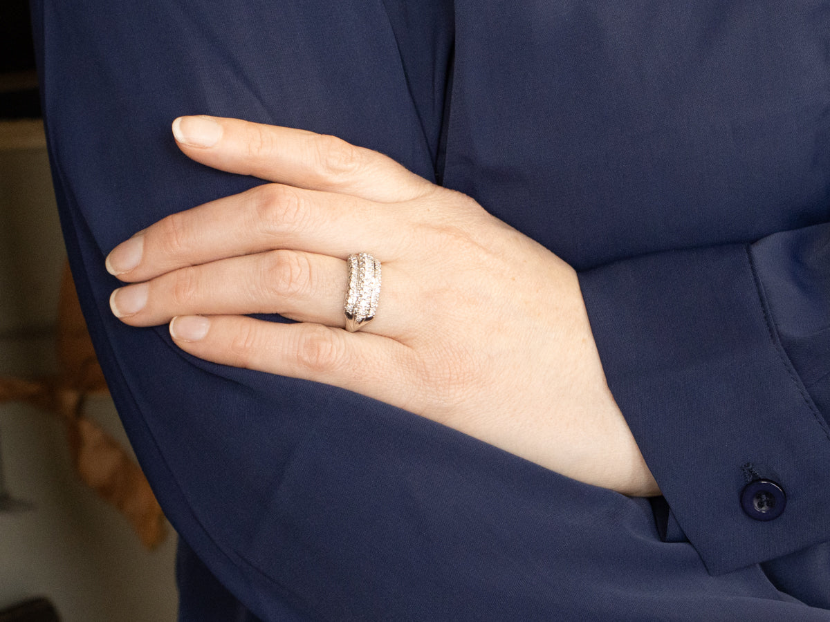 Platinum Triple Row Diamond Band