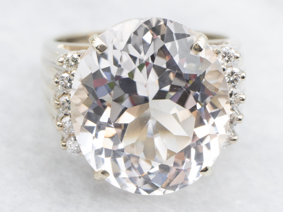 Danburite and Diamond Cocktail Ring