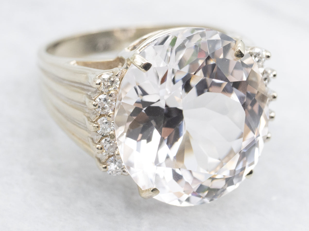 Danburite and Diamond Cocktail Ring