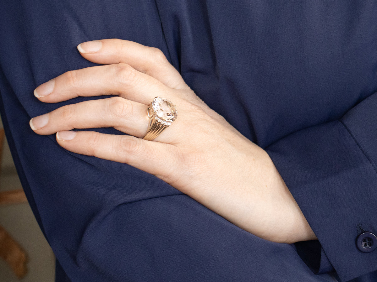 Danburite and Diamond Cocktail Ring