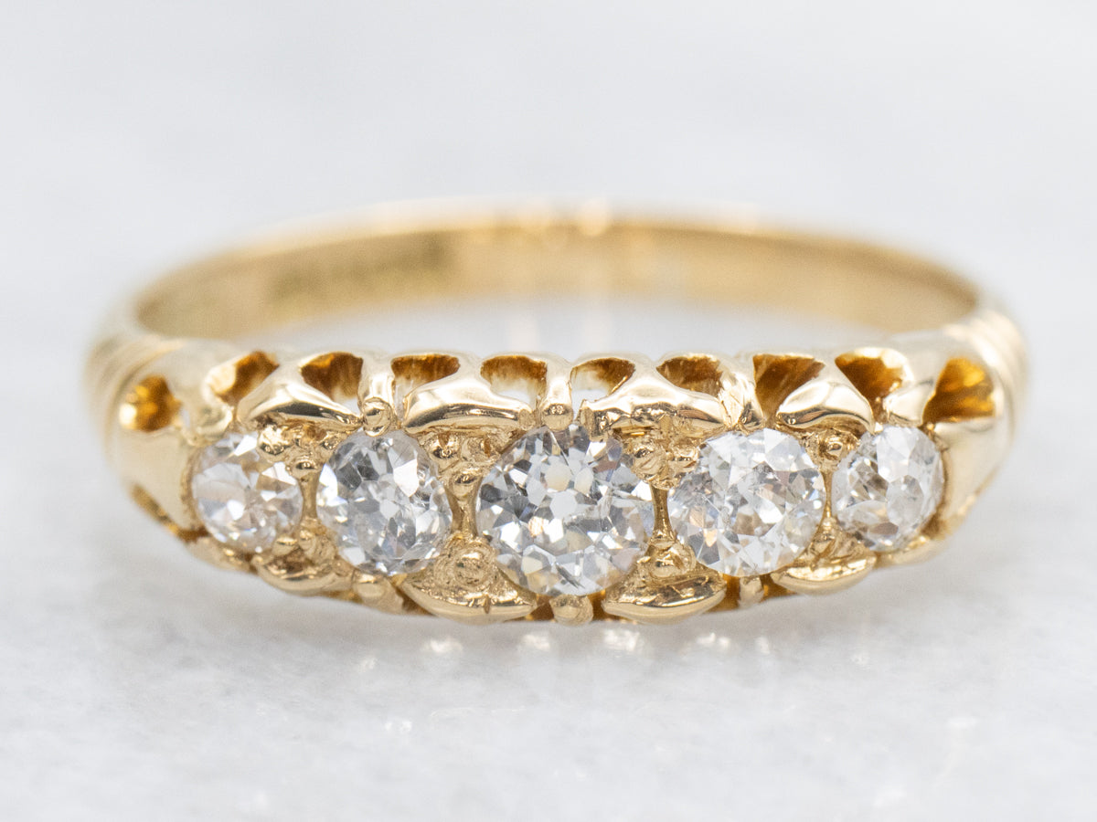 Vintage Old Mine Cut Diamond Wedding Band
