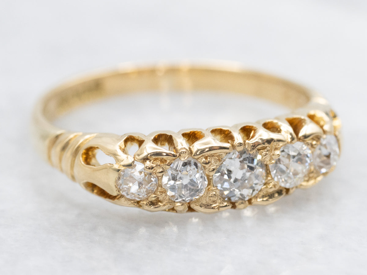 Vintage Old Mine Cut Diamond Wedding Band