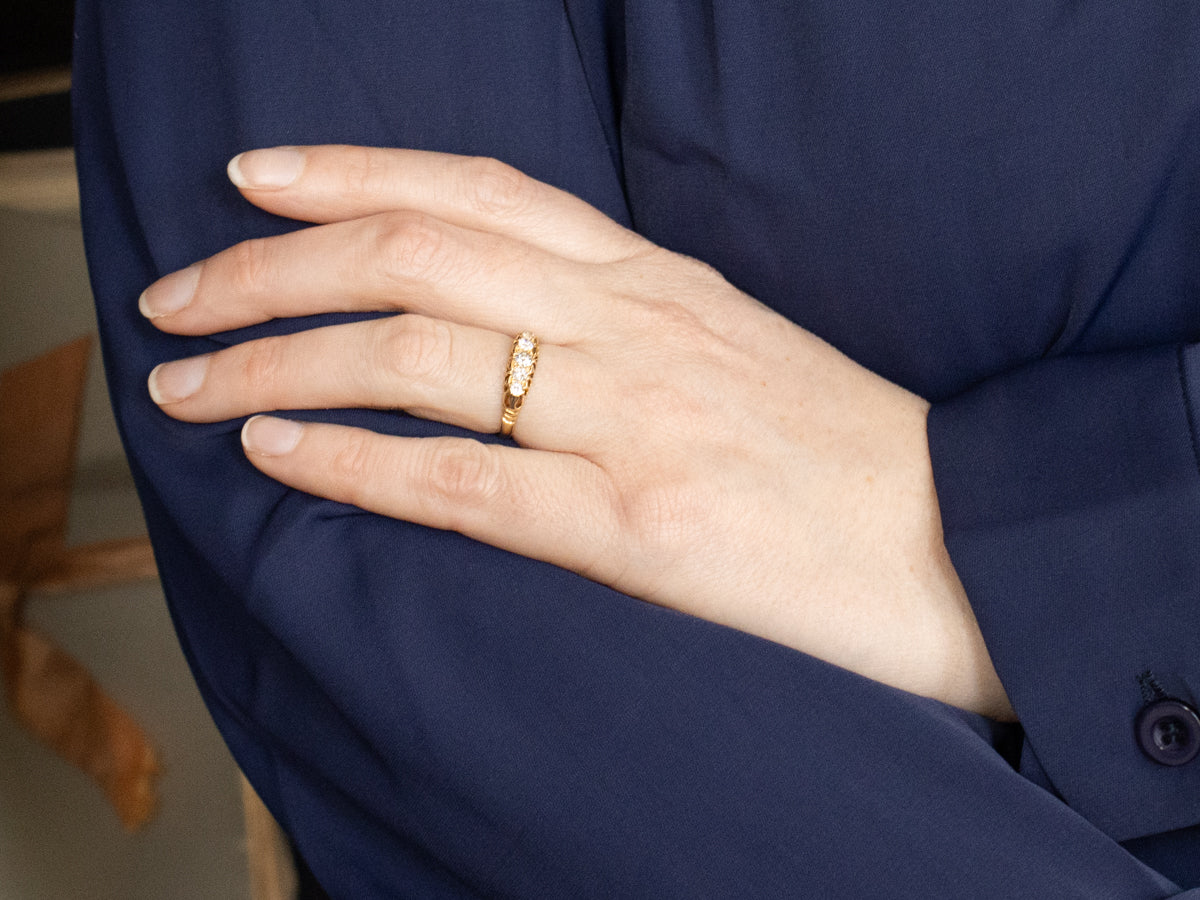 Vintage Old Mine Cut Diamond Wedding Band