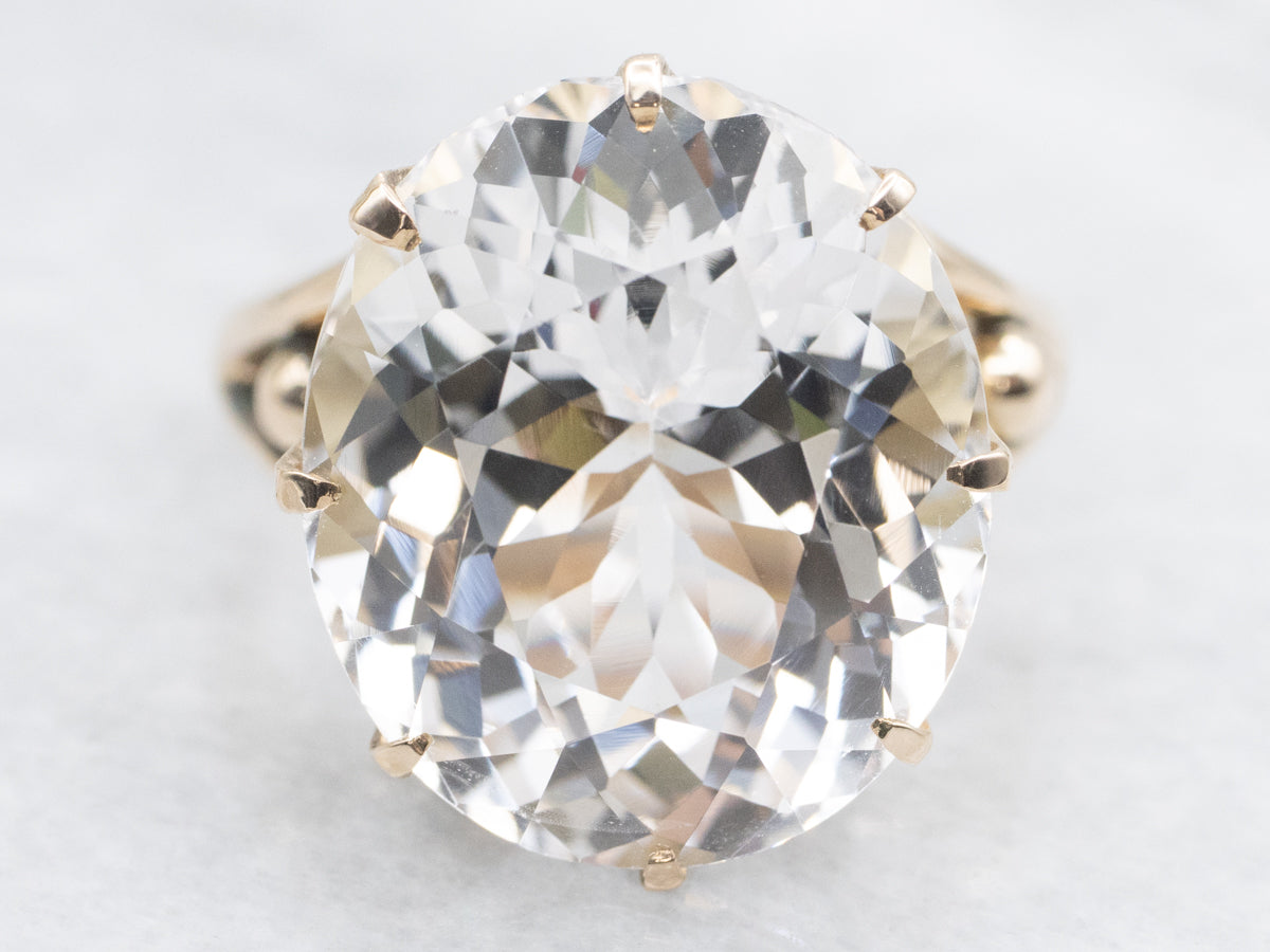Crown Prong Danburite Solitaire Cocktail Ring