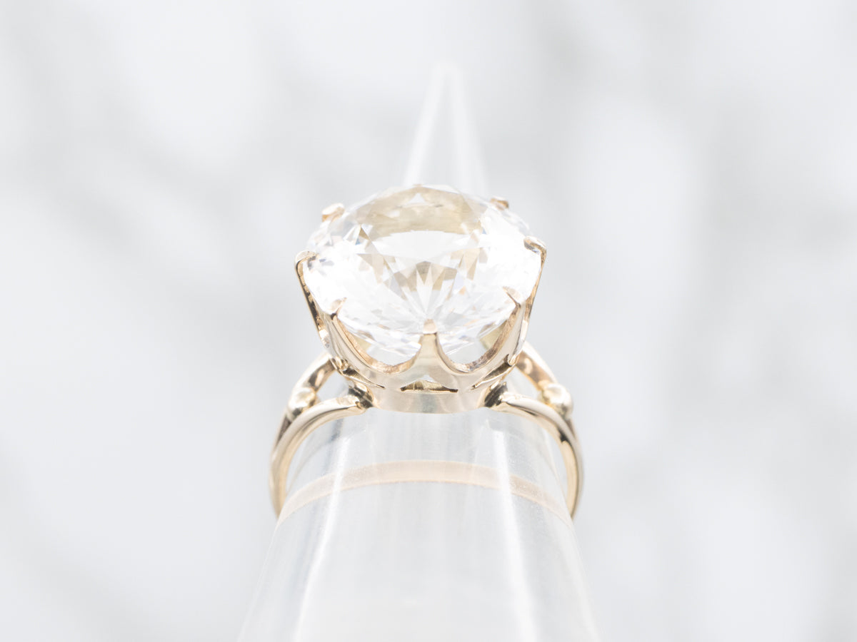Crown Prong Danburite Solitaire Cocktail Ring