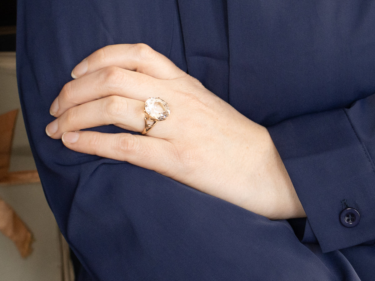 Crown Prong Danburite Solitaire Cocktail Ring