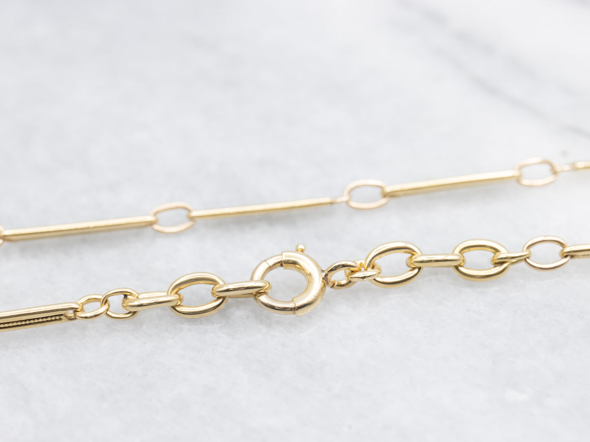 Yellow Gold Bar Link Chain