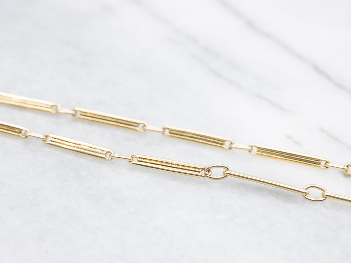 Yellow Gold Bar Link Chain