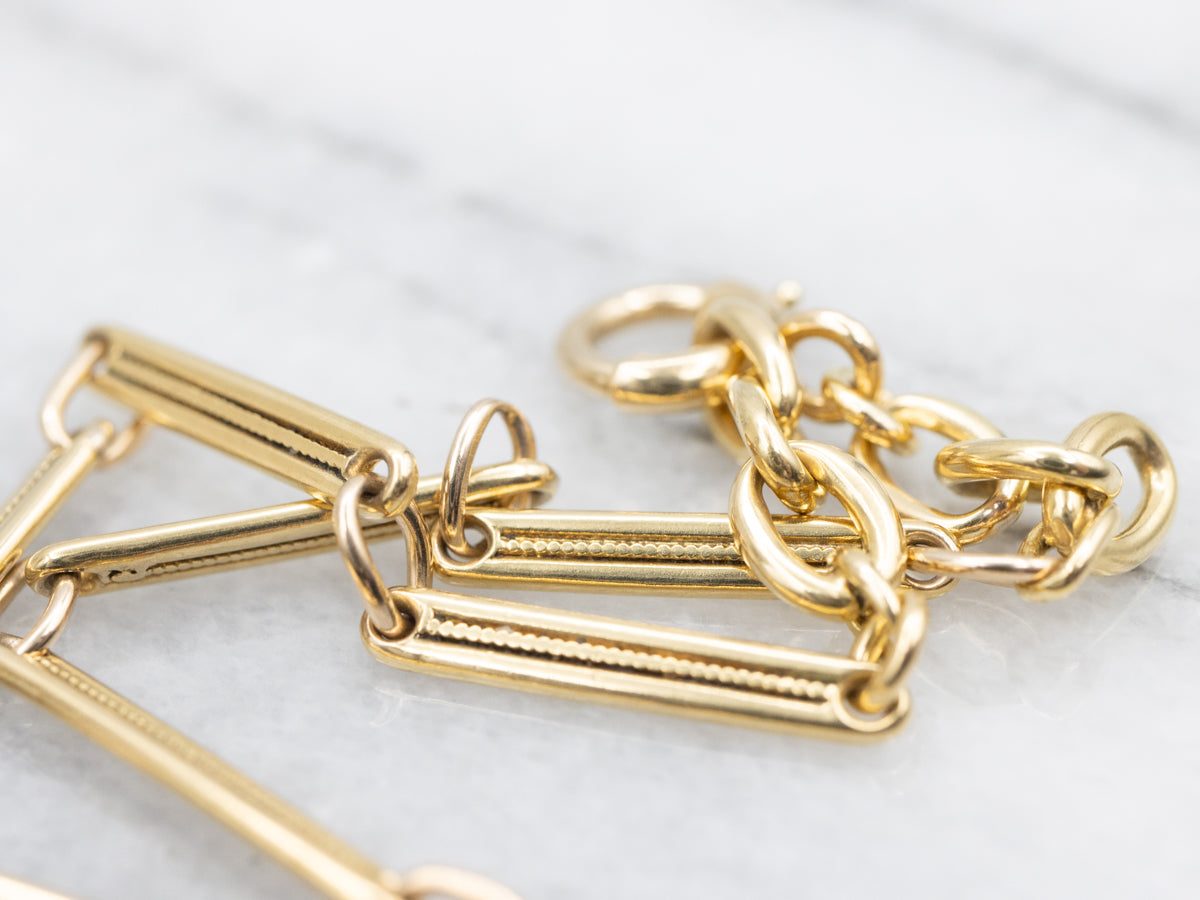 Yellow Gold Bar Link Chain