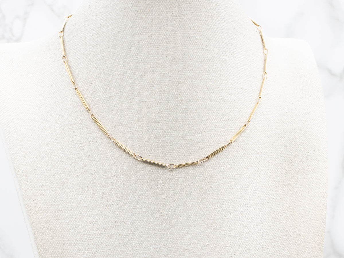 Yellow Gold Bar Link Chain