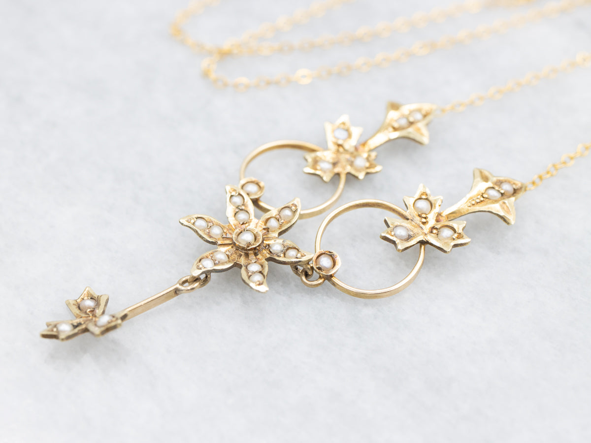 Art Nouveau Era Floral Seed Pearl Necklace