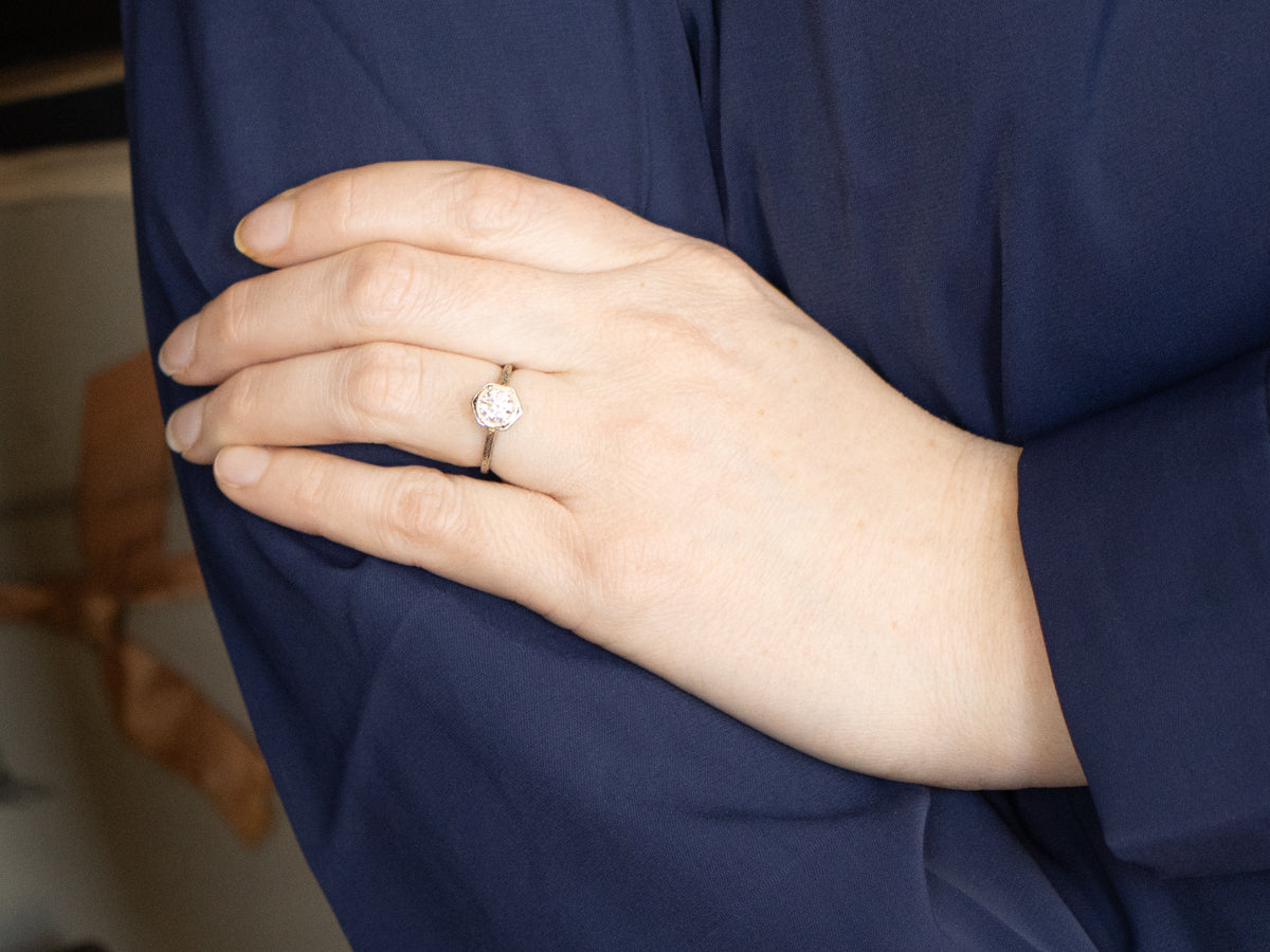 Antique White Gold Diamond Engagement Ring