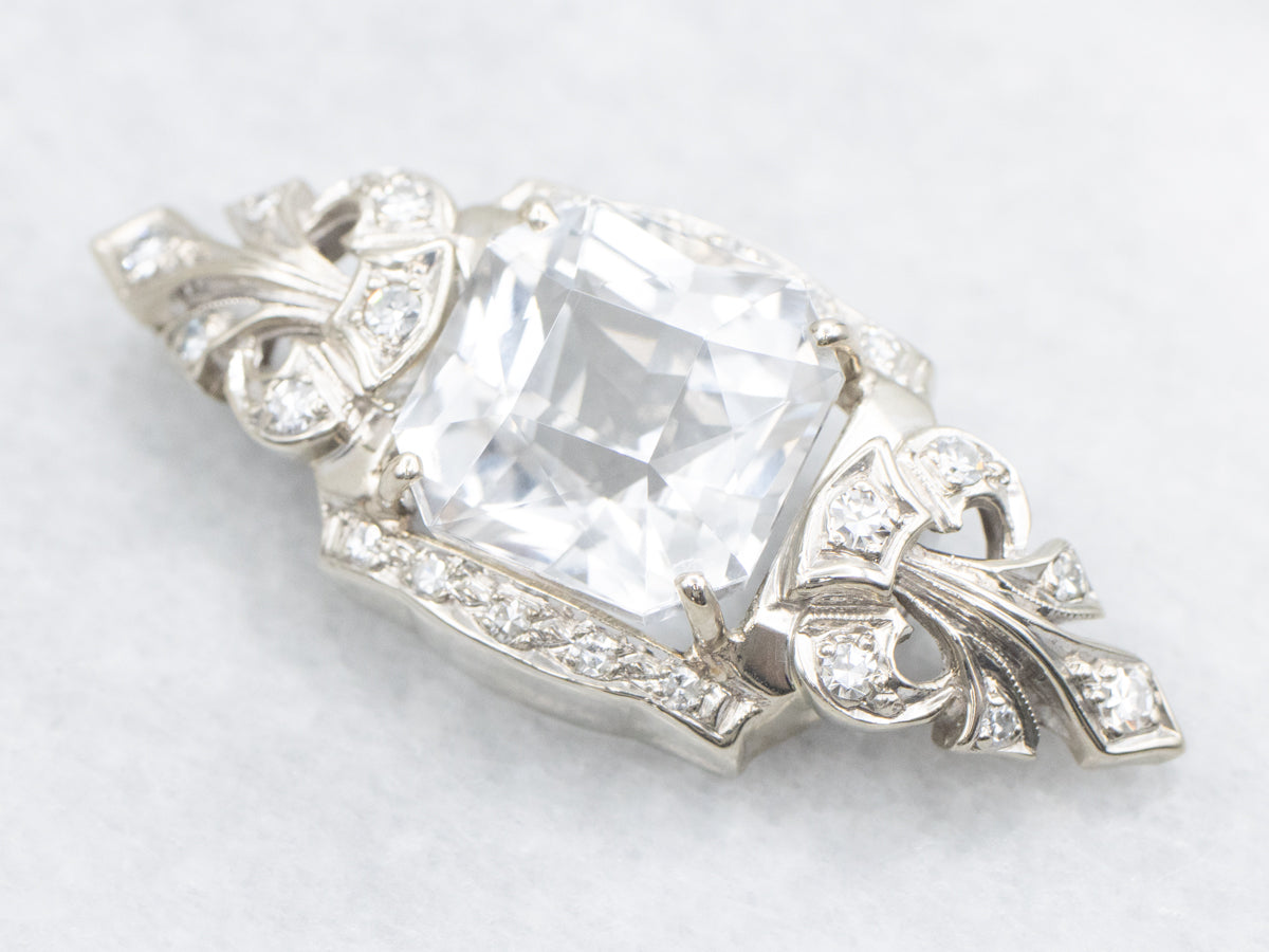 Retro Danburite and Diamond Watch Conversion Pendant