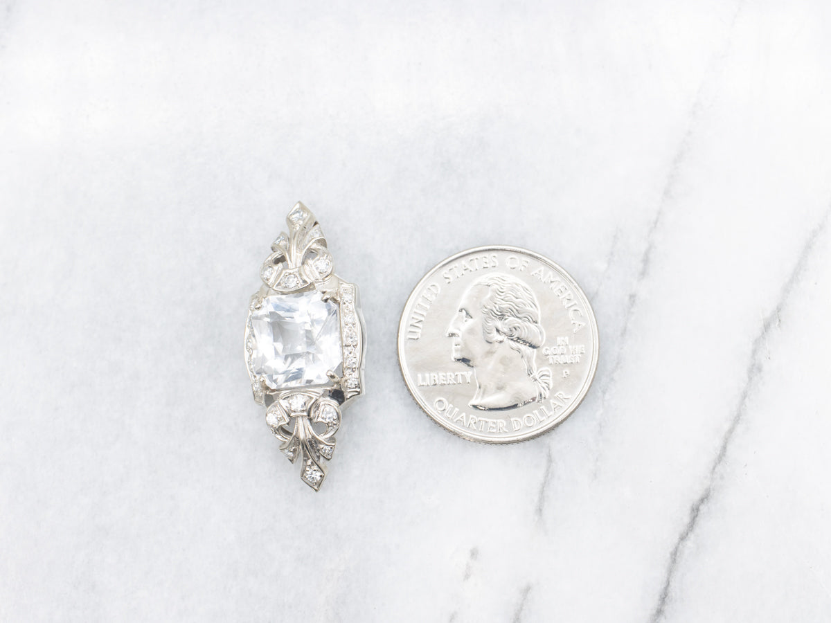 Retro Danburite and Diamond Watch Conversion Pendant