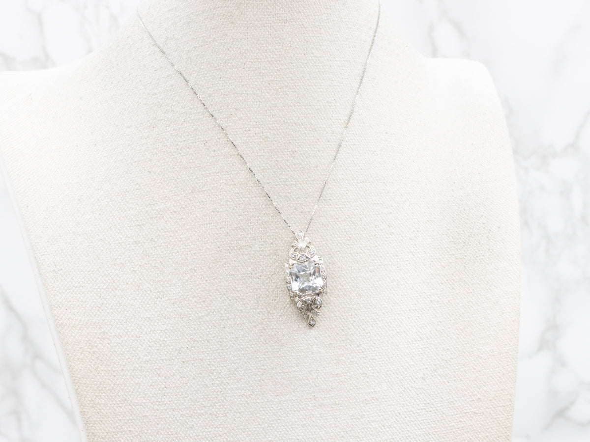 Retro Danburite and Diamond Watch Conversion Pendant