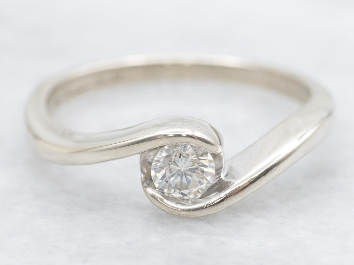 White Gold Diamond Bypass Engagement Ring