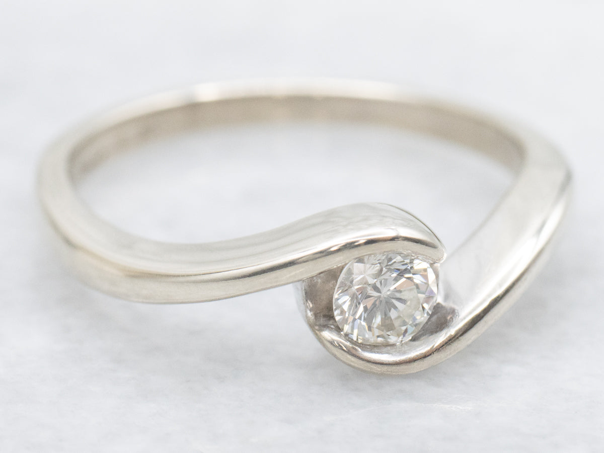 White Gold Diamond Bypass Engagement Ring