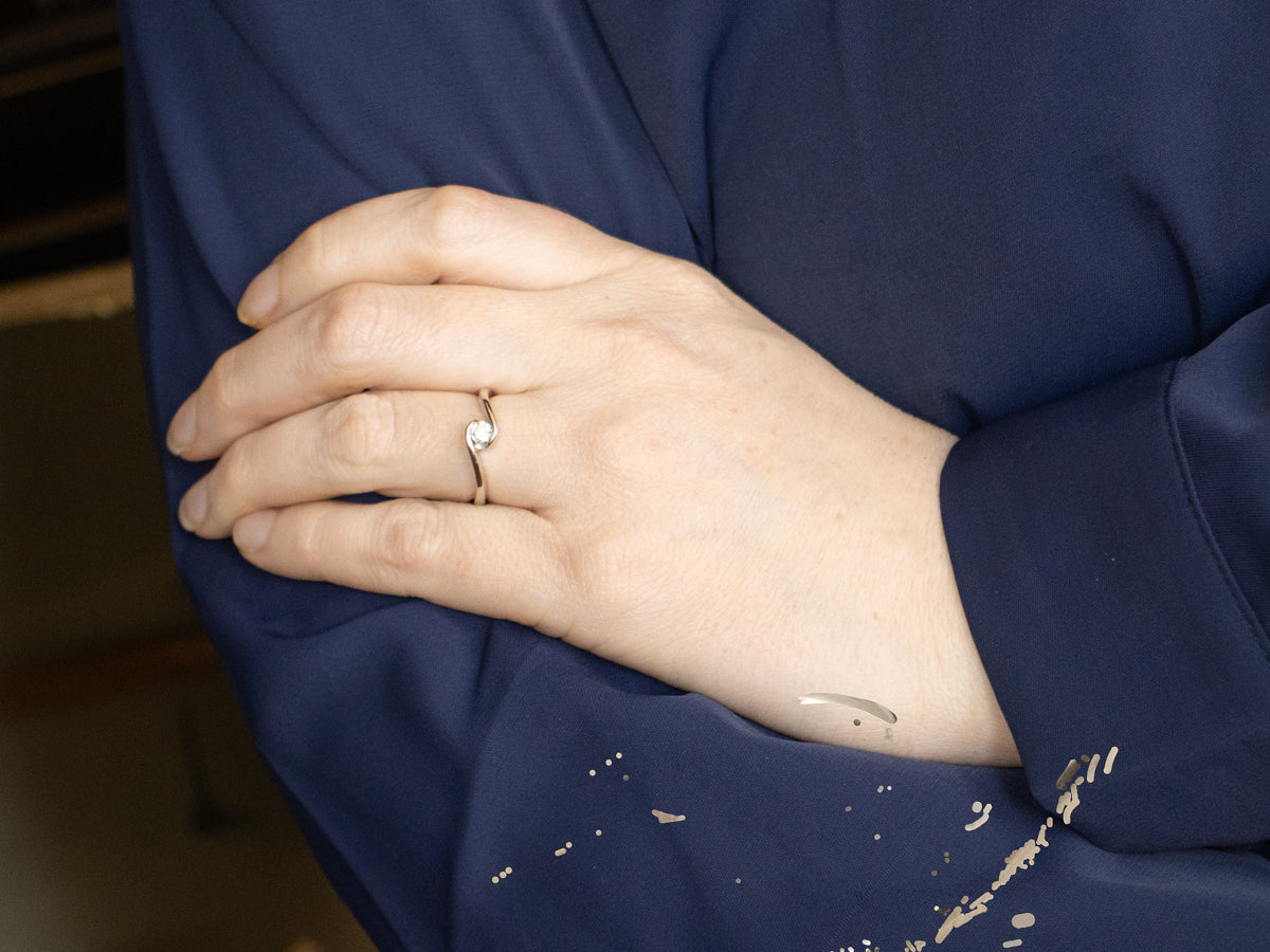 White Gold Diamond Bypass Engagement Ring