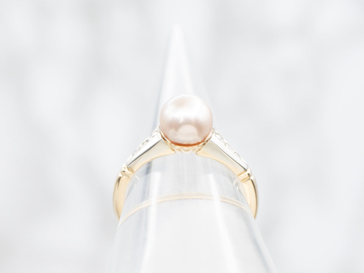 Pretty Pink Pearl and Diamond Ring