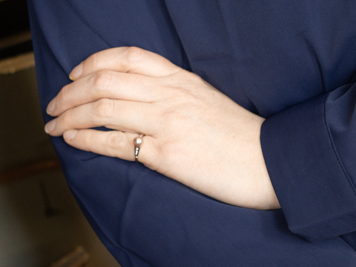 Pretty Pink Pearl and Diamond Ring