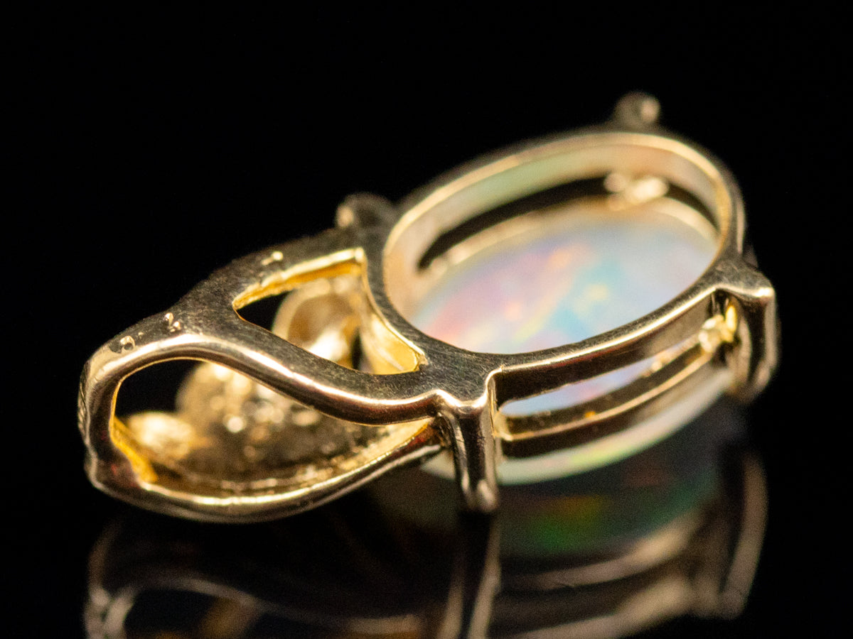 Yellow Gold Small Opal Solitaire Pendant