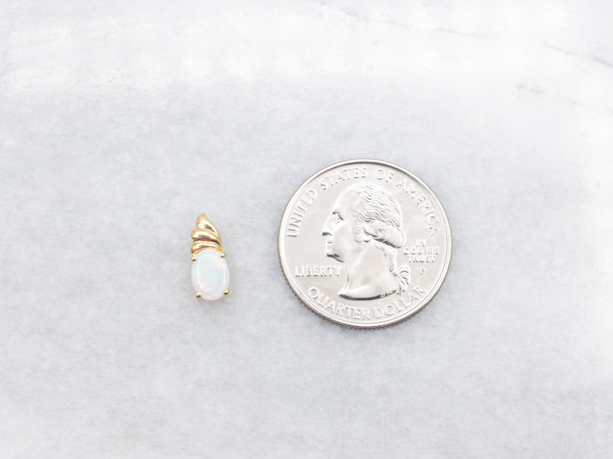 Yellow Gold Small Opal Solitaire Pendant