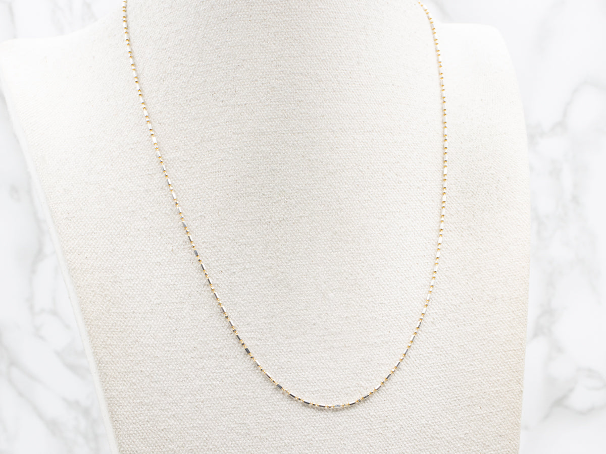 Two Tone Gold Beaded Bar Link Chain