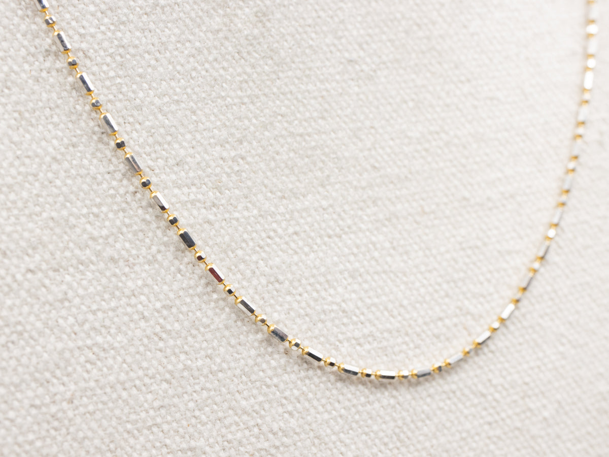 Two Tone Gold Beaded Bar Link Chain