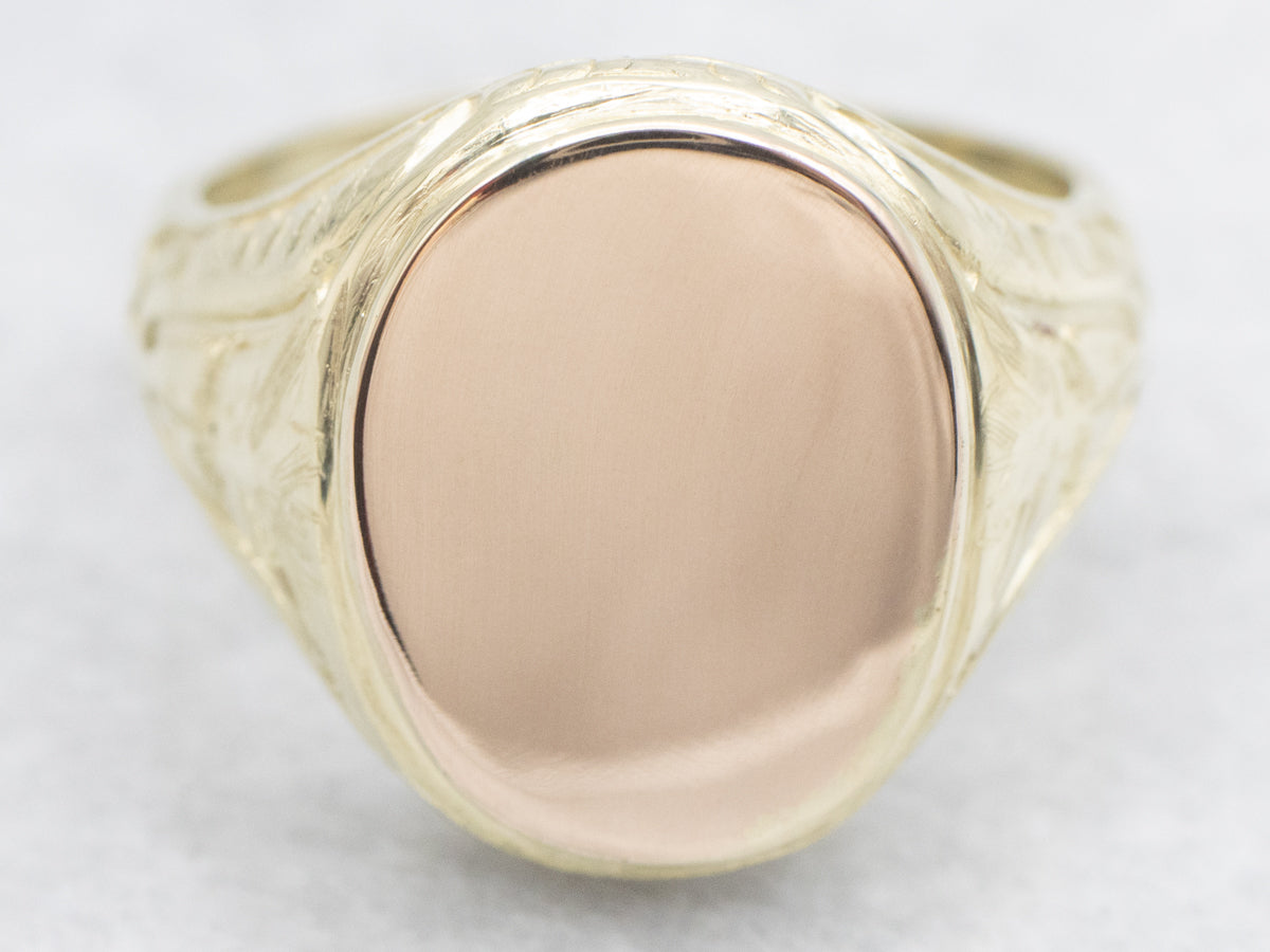 Egyptian Revival Lotus Blossom Signet Ring