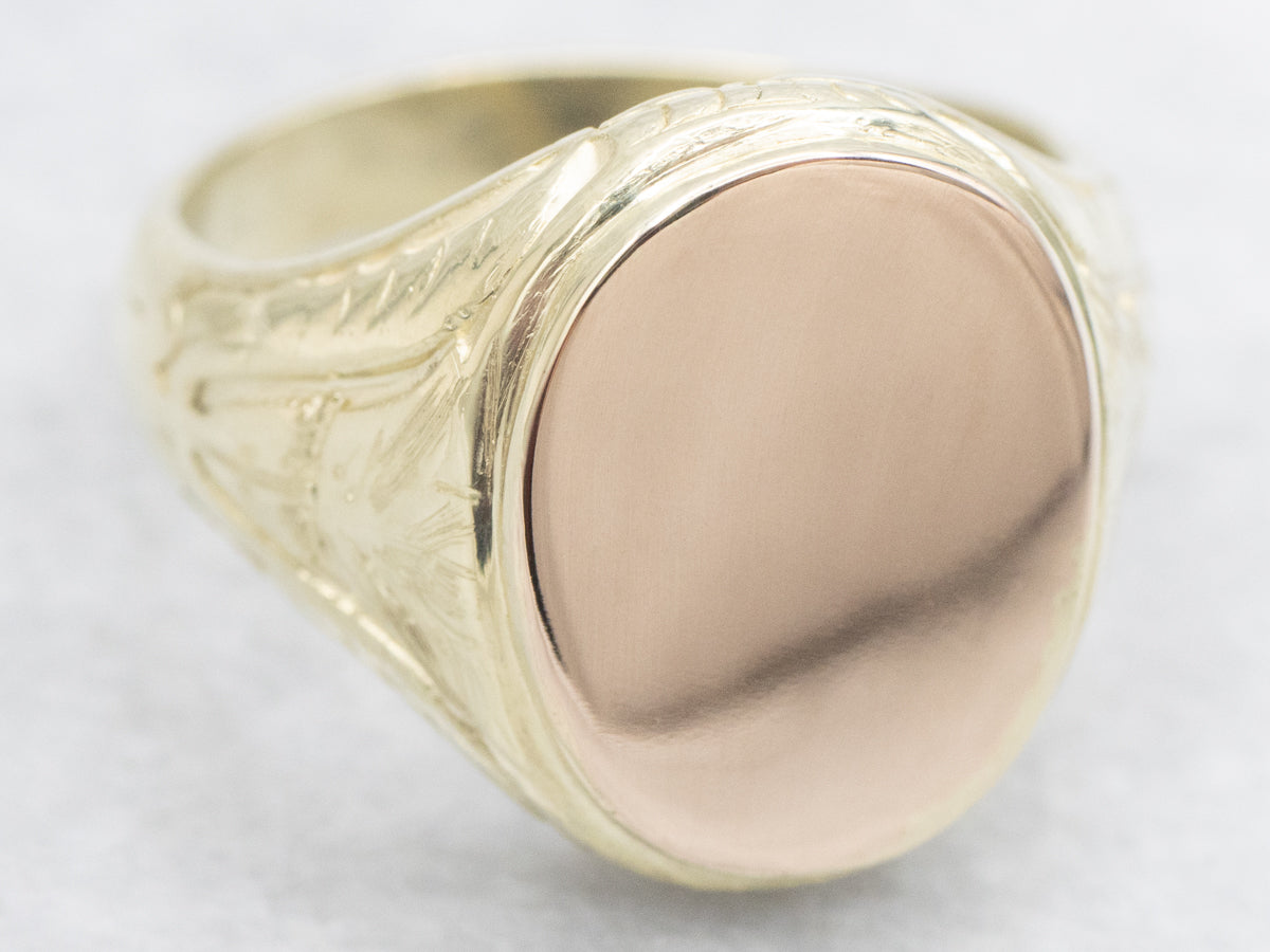 Egyptian Revival Lotus Blossom Signet Ring