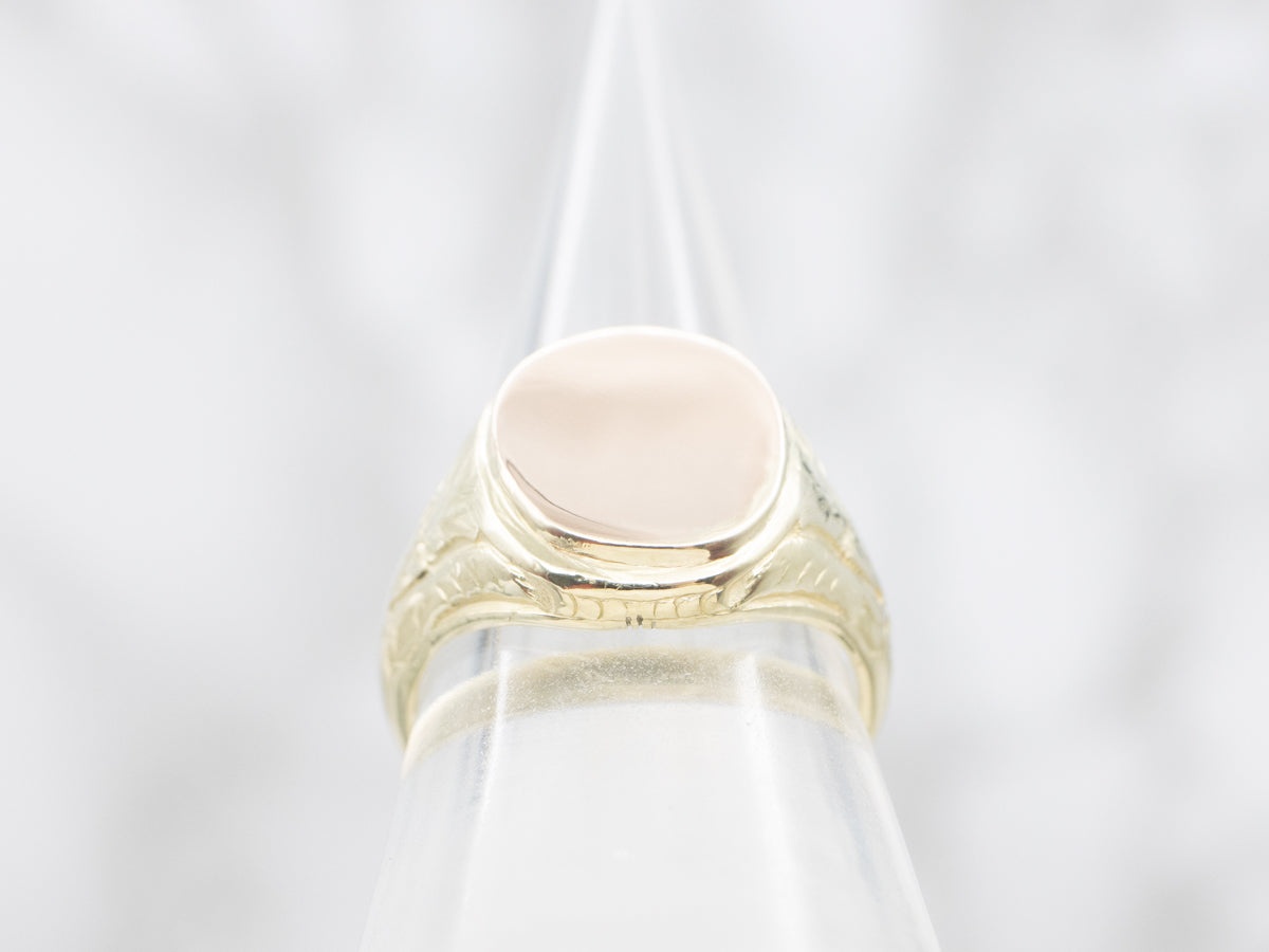 Egyptian Revival Lotus Blossom Signet Ring