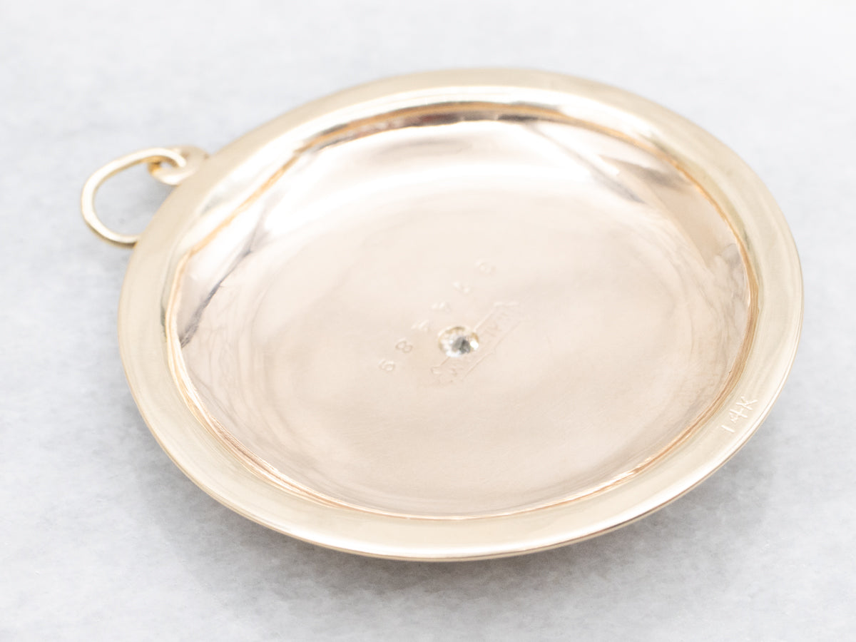 Floral Old Mine Cut Diamond Waltham Pocket Watch Conversion Pendant