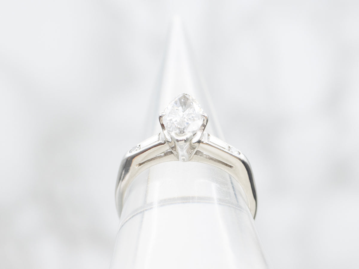Vintage Platinum and Diamond Marquise Engagement Ring