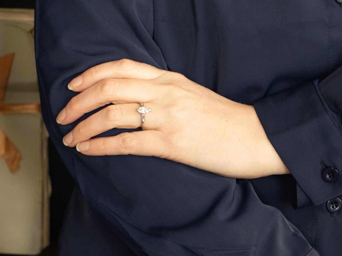 Vintage Platinum and Diamond Marquise Engagement Ring