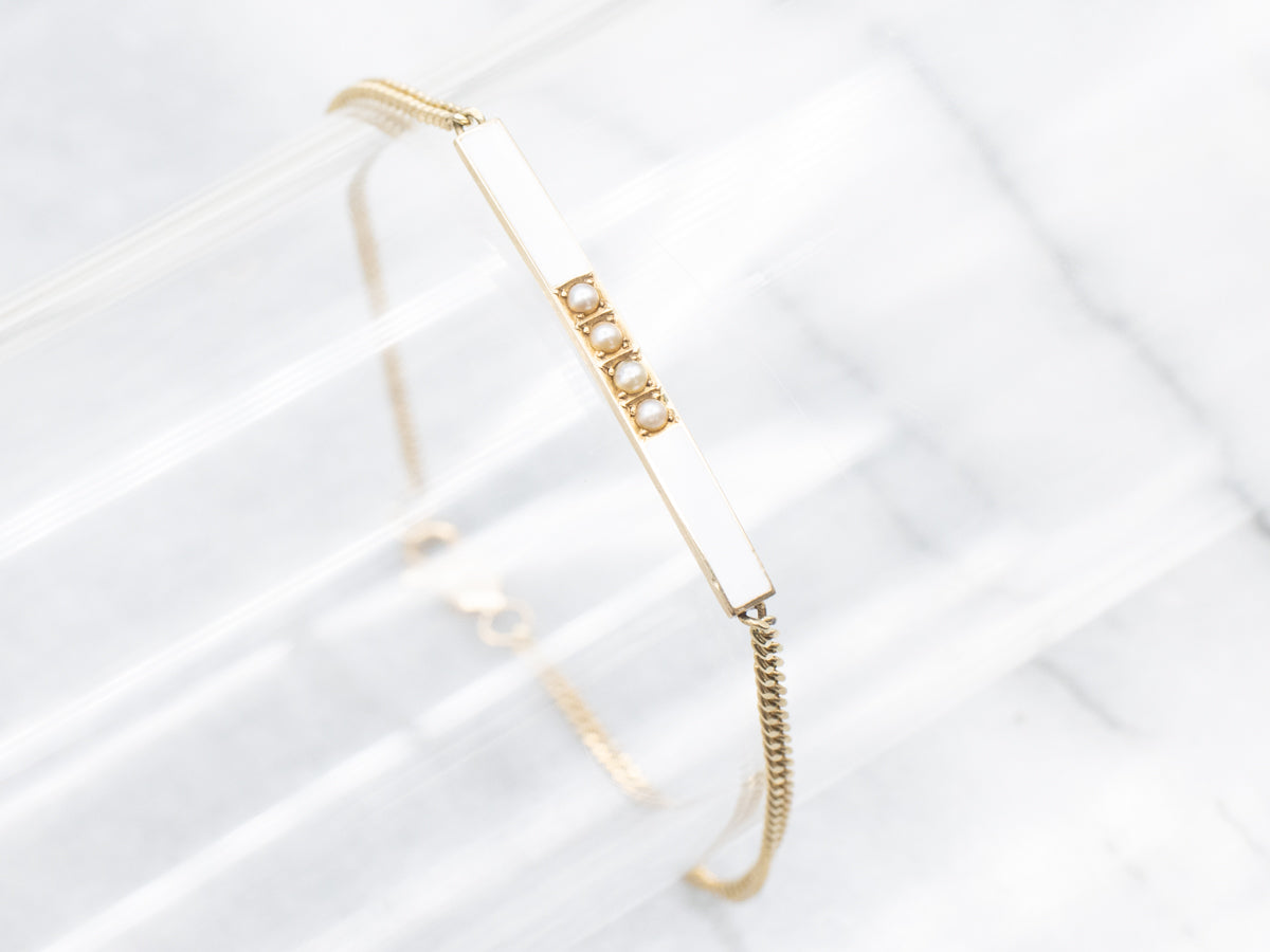 Upcycled Antique Seed Pearl and White Enamel Bracelet